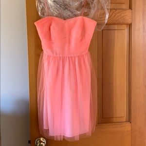 J. Crew neon coral chiffon dress
